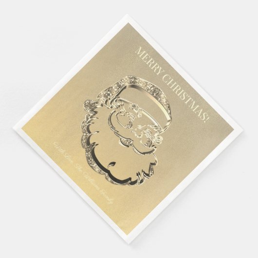 Serviette En Papier Élégant Faux Gold Santa Claus Joyeux Noël (Coin)