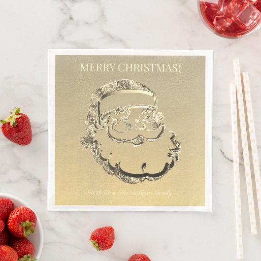 Serviette En Papier Élégant Faux Gold Santa Claus Joyeux Noël (En situation)