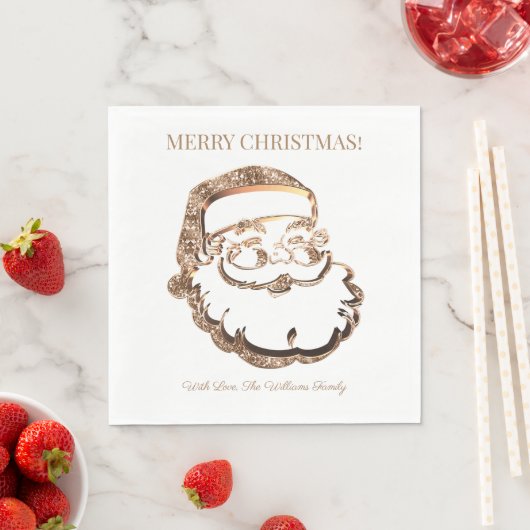 Serviette En Papier Élégant Faux Gold Santa Claus Joyeux Noël (En situation)