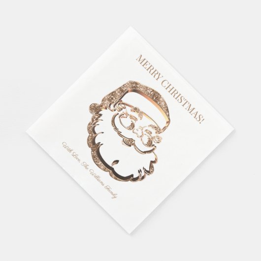 Serviette En Papier Élégant Faux Gold Santa Claus Joyeux Noël (Coin)