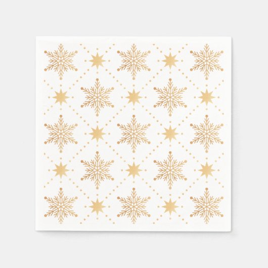 Serviette En Papier Élégant Faux Gold Snowflakes Noël Patttern (Devant)