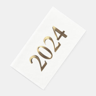 Serviette En Papier Elégant Faux Golden Numbers Bonne année 2024