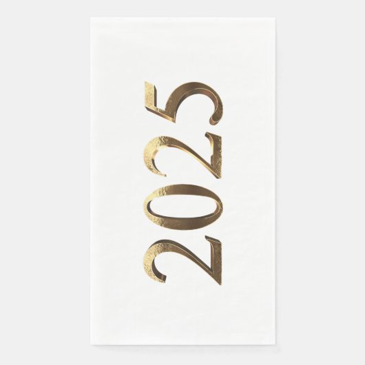 Serviette En Papier Elégant Faux Golden Numbers Bonne année 2025 (Devant)