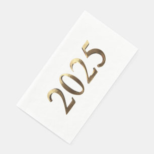 Serviette En Papier Elégant Faux Golden Numbers Bonne année 2025