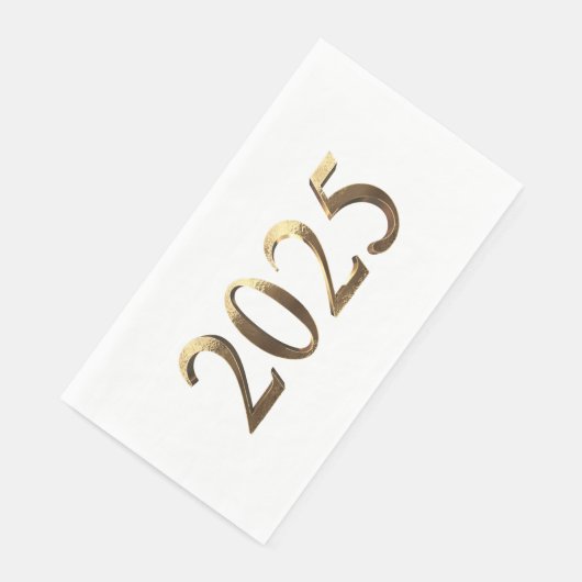 Serviette En Papier Elégant Faux Golden Numbers Bonne année 2025 (Coin)