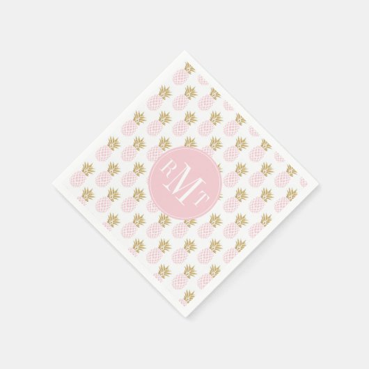 Serviette En Papier Élégant faux or motif d'ananas tropical (Coin)
