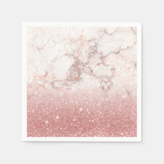 Serviette En Papier Elégant Faux Rose Gold Parties scintillant Marbre  (Devant)