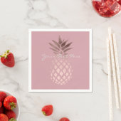 Serviette En Papier élégant faux rose or tropical ananas (En situation)