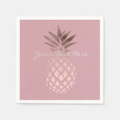 Serviette En Papier élégant faux rose or tropical ananas (Devant)