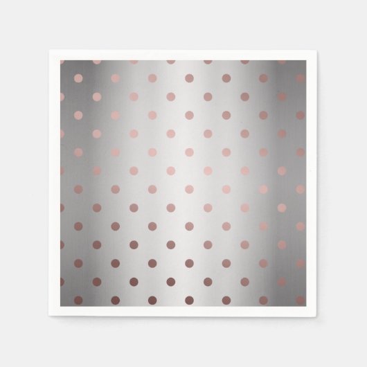 Serviette En Papier élégant faux rose pois d'or d'argent (Devant)