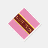 Serviette En Papier Élégant Festif Rose Rouge Blanc NOËL Stripes (Coin)