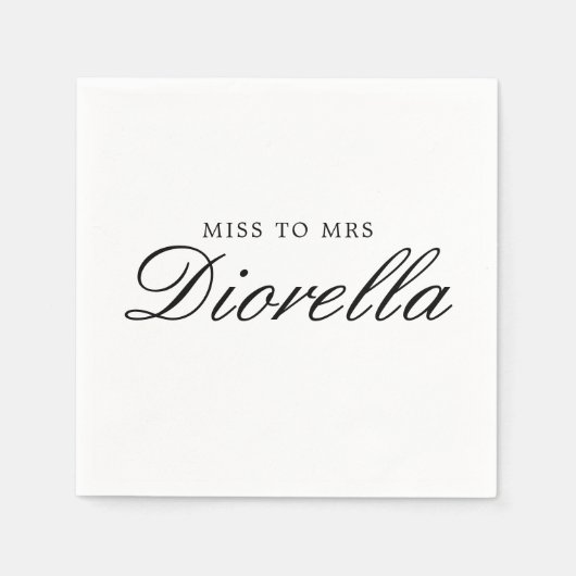 Serviette En Papier Élégant Fête des mariées stylée simple en noir (Devant)