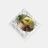 Serviette En Papier Elégant Fête des Mères Gris Papier Floral Napkin (Coin)