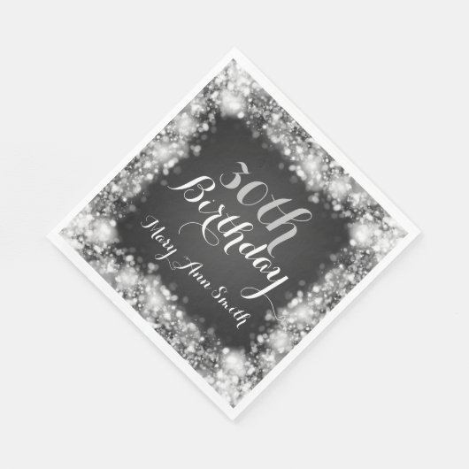 Serviette En Papier Élégant feu scintillant en argent du 30e anniversa (Coin)