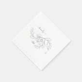 Serviette En Papier Élégant feuillage au crayon Floral Custom Cocktail (Coin)