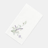 Serviette En Papier Élégant feuillage et Lavande Mariage II (Coin)