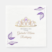 Serviette En Papier Élégant feuillage pourpre et Tiara Quinceañera (Devant)