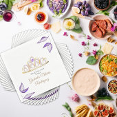 Serviette En Papier Élégant feuillage pourpre et Tiara Quinceañera