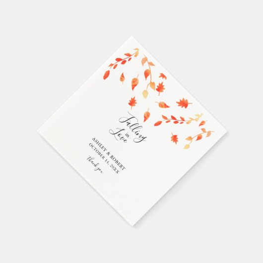 Serviette En Papier Elégant Feuilles d'aquarelle de automne tombant da (Coin)