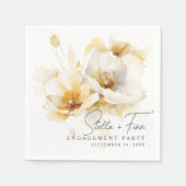 Serviette En Papier Élégant Fiançailles jaune or blanc (Devant)