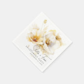 Serviette En Papier Élégant Fiançailles jaune or blanc (Coin)