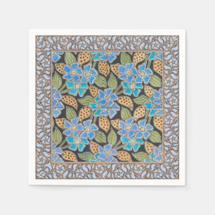 Serviette En Papier Élégant Fleur Bleu Périwinkle Floral Classic