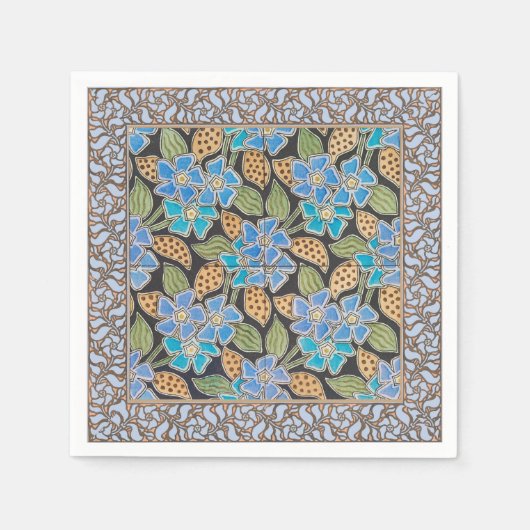 Serviette En Papier Élégant Fleur Bleu Périwinkle Floral Classic (Devant)