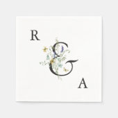 Serviette En Papier Élégant Fleur sauvage aquarelle Mariage Monogramme (Devant)