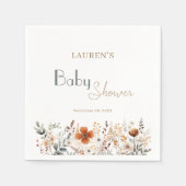 Serviette En Papier Élégant Fleur sauvage Boho Baby shower neutre genr (Devant)
