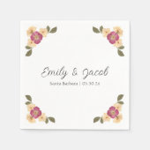 Serviette En Papier Élégant Fleur sauvage Boho Chic Mariage personnali (Devant)