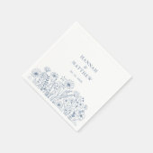 Serviette En Papier Élégant Fleur sauvage Boho Dusty Mariage bleu (Coin)