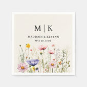 Serviette En Papier Élégant Fleur sauvage Boho Mariage serviettes (Devant)