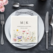 Serviette En Papier Élégant Fleur sauvage Boho Mariage serviettes