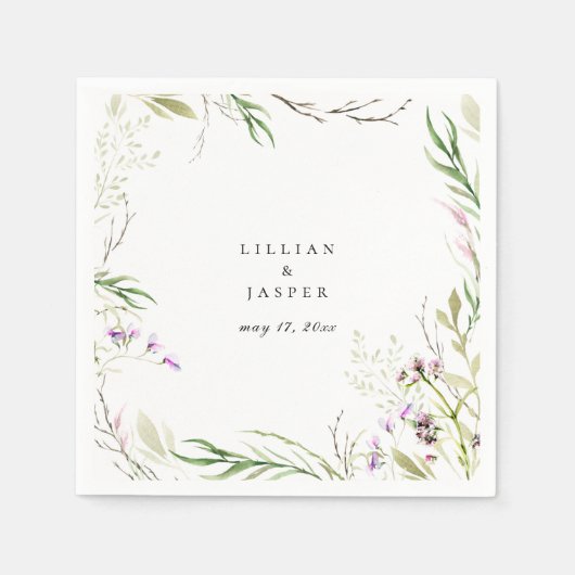 Serviette En Papier Élégant Fleur sauvage Botanique (Devant)