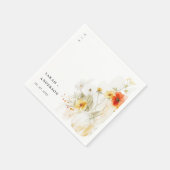 Serviette En Papier Elégant Fleur sauvage  Citrouille aquarelle Mariag (Coin)