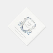 Serviette En Papier Elégant Fleur sauvage d'aquarelle bleu Mariage Cre (Coin)