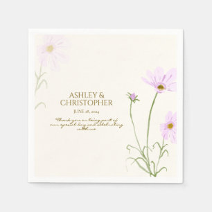 Serviette En Papier Elégant Fleur sauvage d'aquarelle violet Mariage