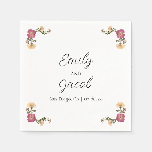 Serviette En Papier Élégant Fleur sauvage Garden Party Simple Mariage (Devant)