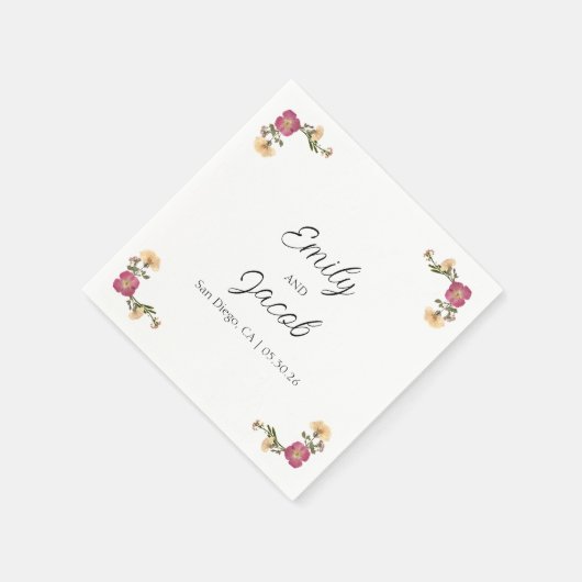 Serviette En Papier Élégant Fleur sauvage Garden Party Simple Mariage (Coin)