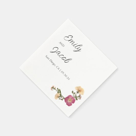 Serviette En Papier Élégant Fleur sauvage Garden Party Simple Mariage (Coin)
