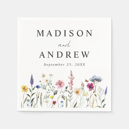 Serviette En Papier Élégant Fleur sauvage Meadow Mariage (Devant)