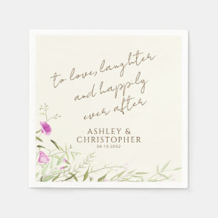 Serviette En Papier Élégant Fleur sauvage moderne Mariage off-White