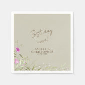 Serviette En Papier Élégant Fleur sauvage moderne Taupe Mariage (Devant)