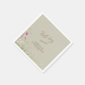 Serviette En Papier Élégant Fleur sauvage moderne Taupe Mariage (Coin)
