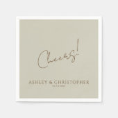 Serviette En Papier Élégant Fleur sauvage moderne Taupe Mariage (Devant)