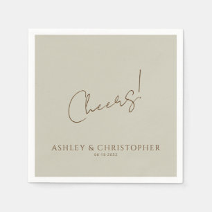 Serviette En Papier Élégant Fleur sauvage moderne Taupe Mariage