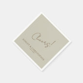 Serviette En Papier Élégant Fleur sauvage moderne Taupe Mariage (Coin)