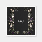Serviette En Papier Élégant Fleur sauvage noir Mariage floral Napkin (Devant)