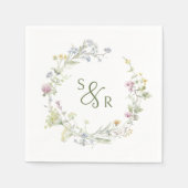 Serviette En Papier Élégant Fleur sauvage Pastel Soft Mariage botaniqu (Devant)
