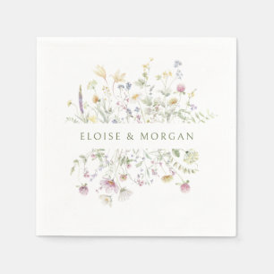 Serviette En Papier Élégant Fleur sauvage Pastel Soft Mariage botaniqu